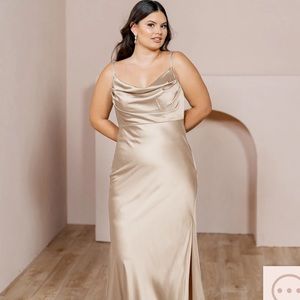 Revelry Skye Satin Dress in Champagne
